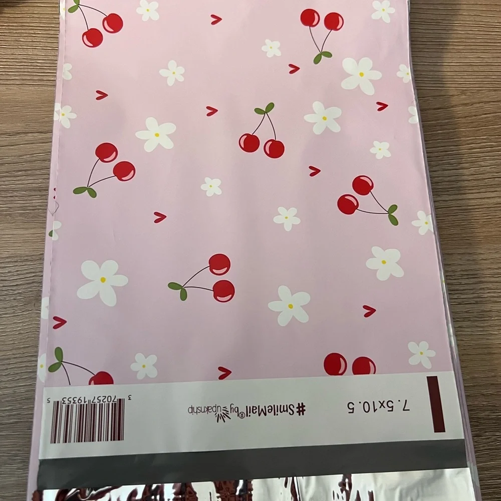 50PC Small Shipping Bundle-25(7.5x10.5) Cherry Poly Mailers + 25 Thank You Cards